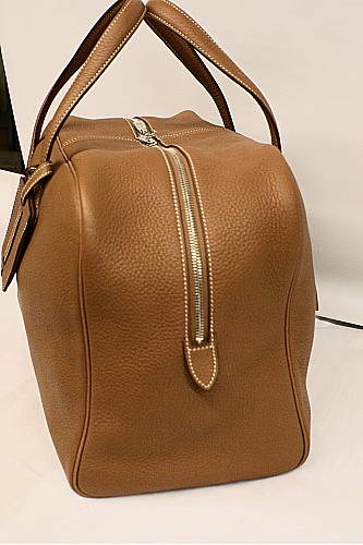 Hermes Paris 45cm Victoria II \u0026quot;Gold\u0026quot; Cognac Clemence Leather ...